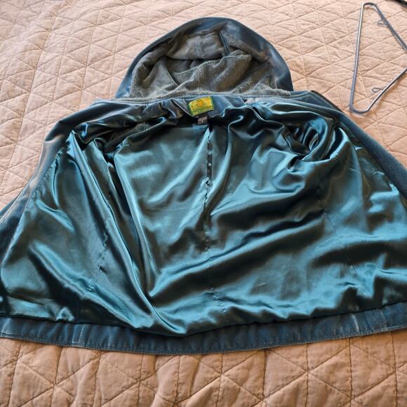 Tracy Porter Hooded Jacket Women's S Teal Blue Floral Ribbon Trim Polished Boho - Picture 6 of 10